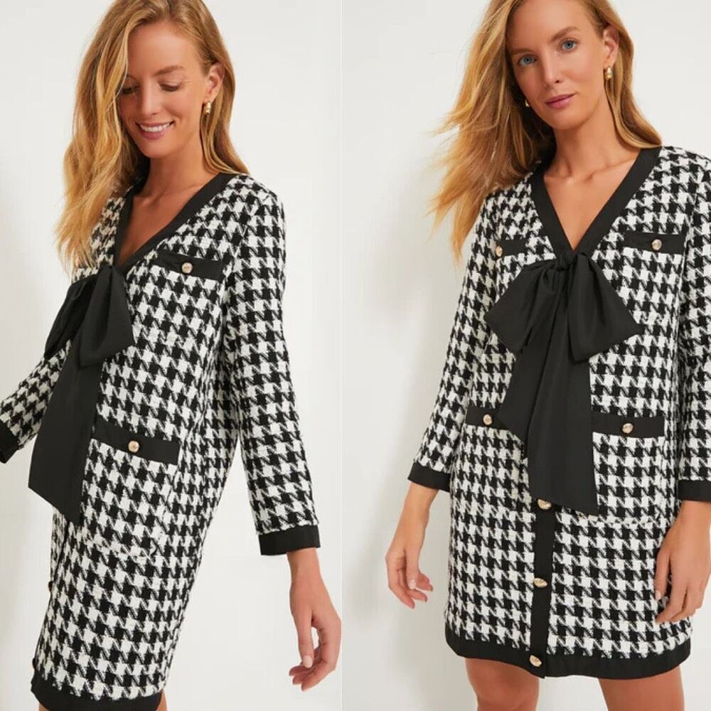 NEW Tuckernuck Pomander Place Tweed Coco‎ Houndstooth Mini Dress Black White XXL - Picture 8 of 8